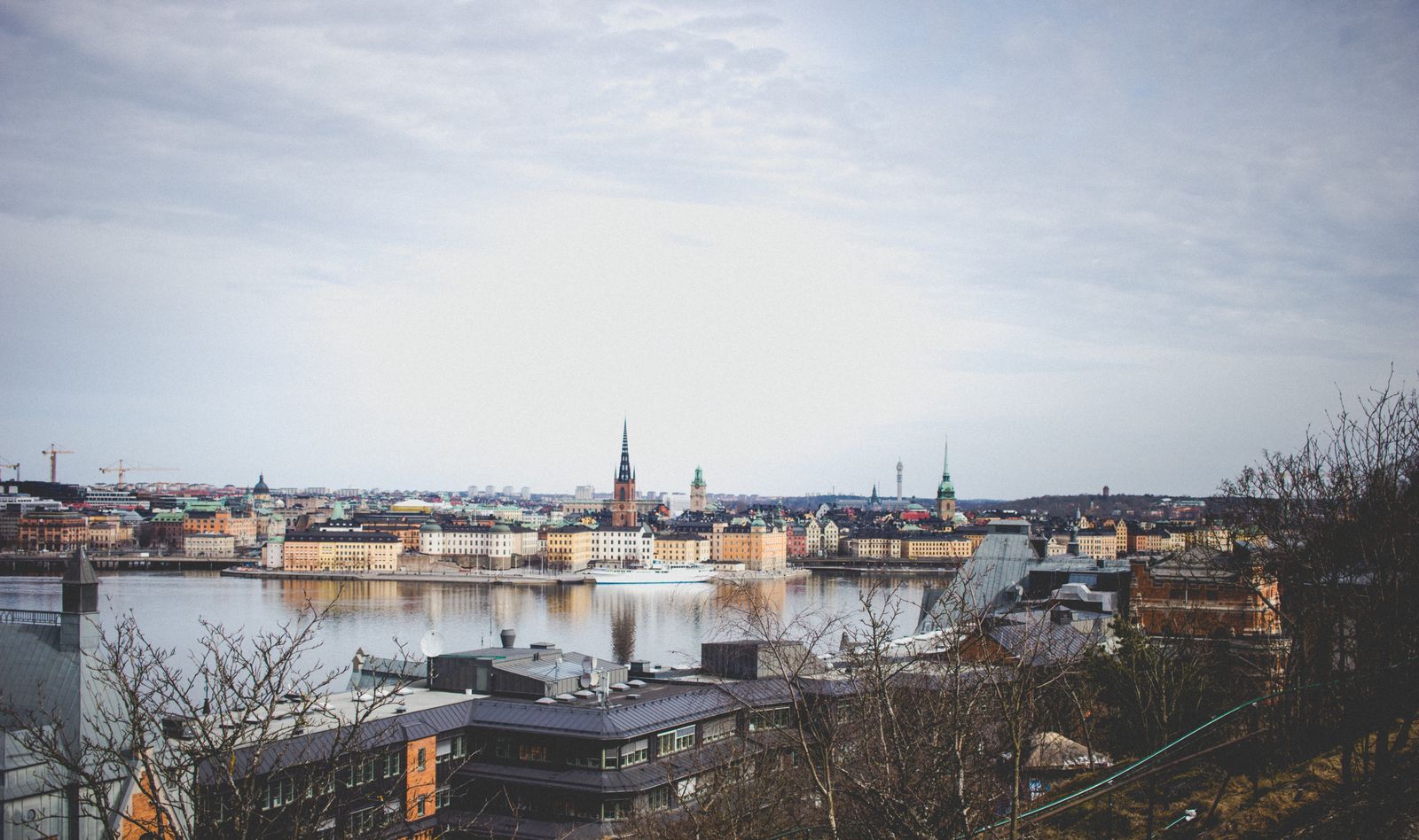 Vue aérienne de l'horizon historique de Stockholm, Suède — visuel de héros