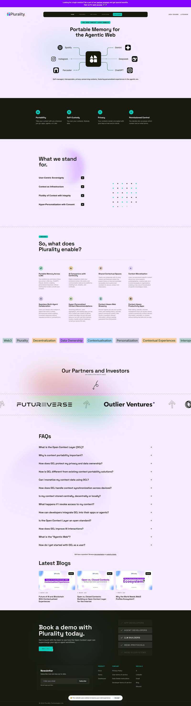 Plurality website screenshot